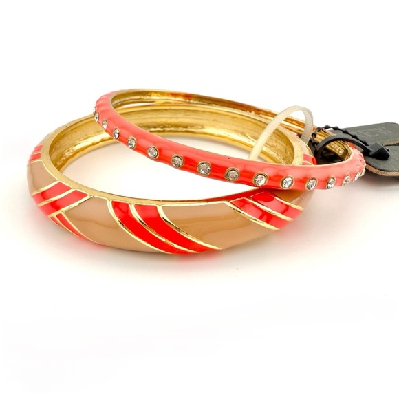 NWT J Crew Gold, Tan and Orange Geometric Bracelet Set - Picture 1 of 7